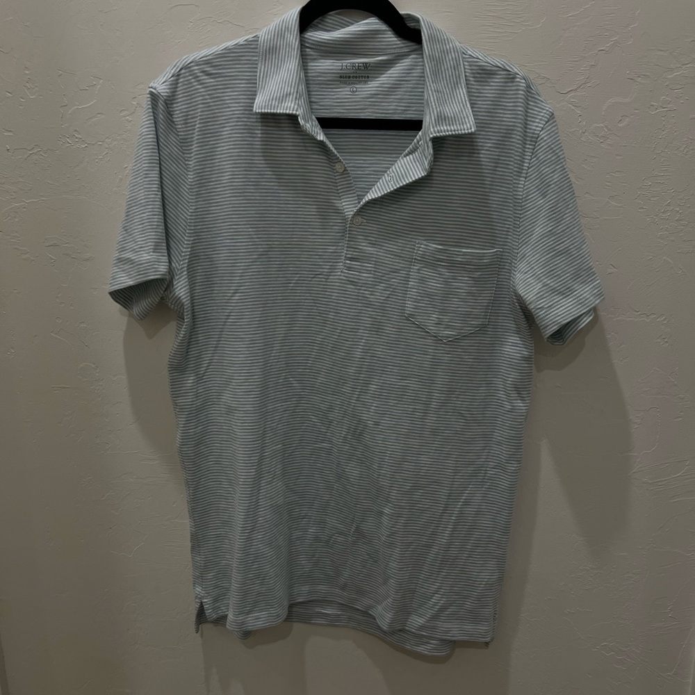 J Crew Gray Striped Cotton Polo Shirt